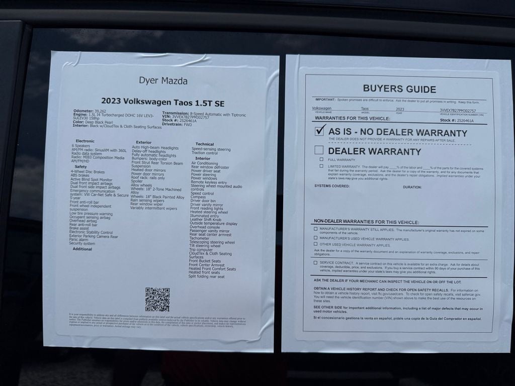 2023 Volkswagen Taos 1.5T SE