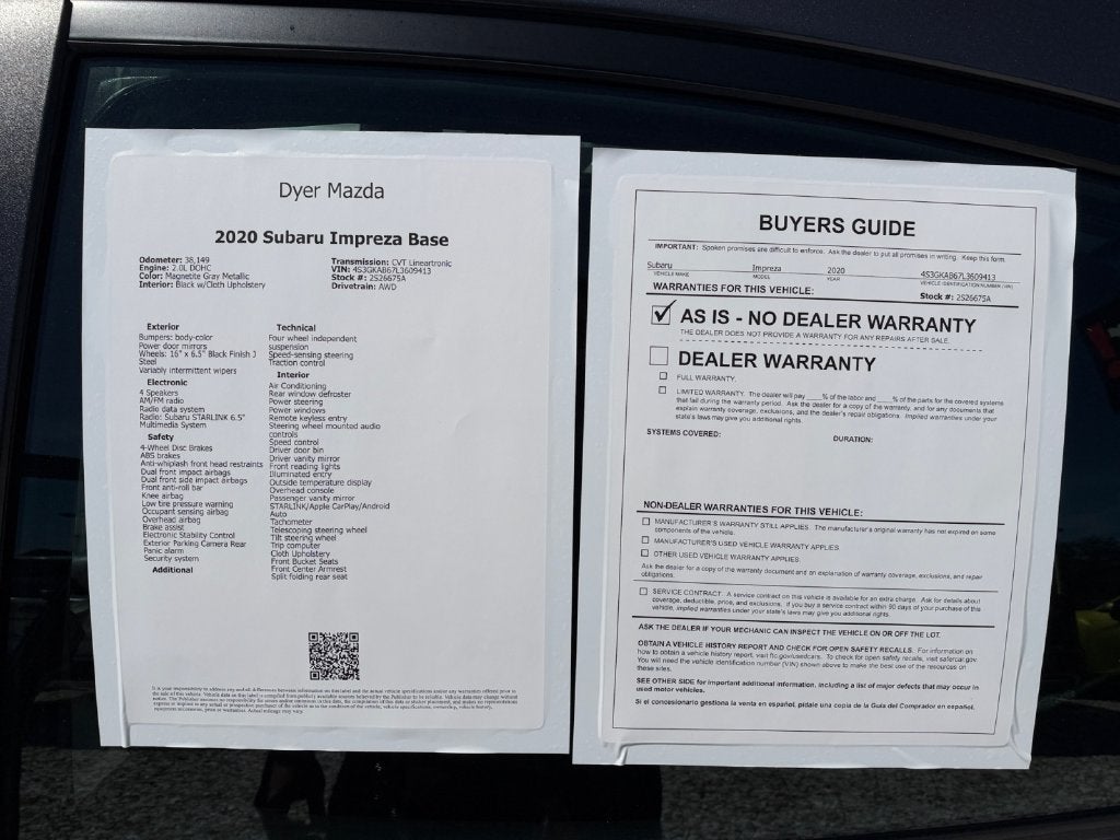 2020 Subaru Impreza Base