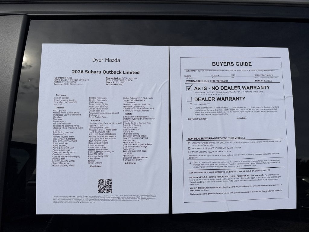 2026 Subaru Outback Limited
